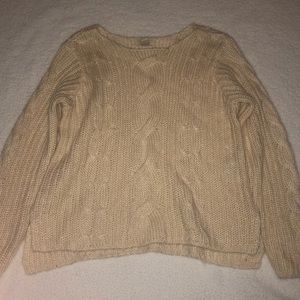 Forever 21 Creme Cable Knit crop sweater